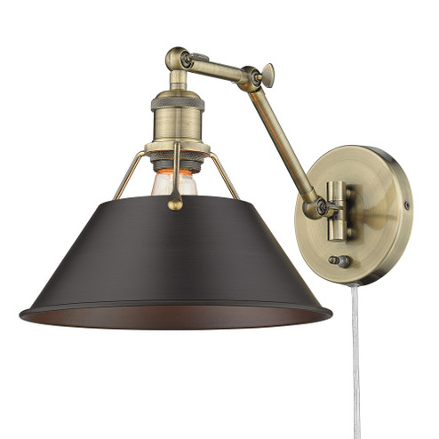 Yep by Golden Lighting Orwell 1-light Swing Arm Wall Lamp in Aged Brass and Rubbed Bronze shade (36|3306-A1W AB-RBZ)