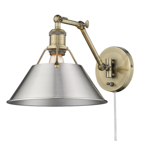 Yep by Golden Lighting Orwell 1-light Swing Arm Wall Lamp in Aged Brass and Pewter shade (36|3306-A1W AB-PW)