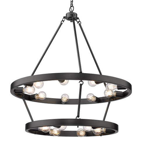 Golden Lighting Castile 15-light 2-tier Chandelier (9+6) in Matte Black (36|1019-96 BLK)