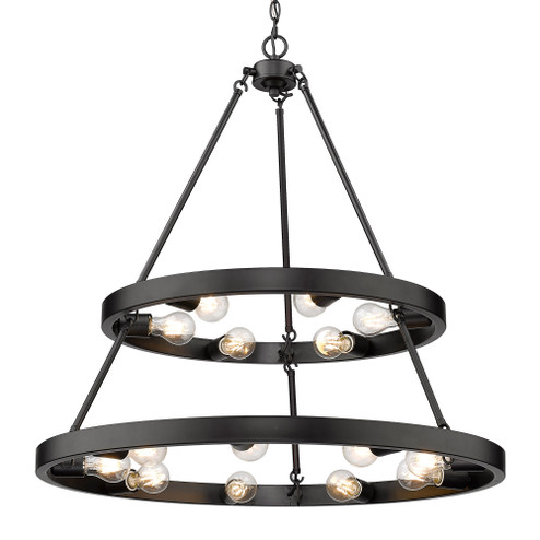 Golden Lighting Castile 15-light 2-tier Chandelier (6+9) in Matte Black (36|1019-69 BLK)