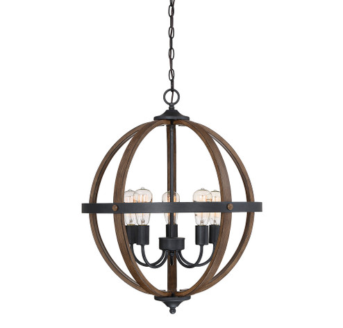 5-Light Chandelier in Wood with Black (8483|M70041WB)