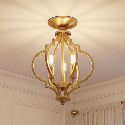 3-Light Convertible Semi-Flush or Pendant in Natural Brass (8483|M60055NB)