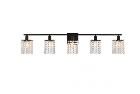 Phineas 5 lights bath sconce in black with clear crystals (758|LD7014BK)