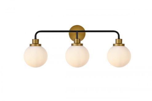 Hanson 3 lights bath sconce in black with brass with frosted shade (758|LD7034W28BRB)