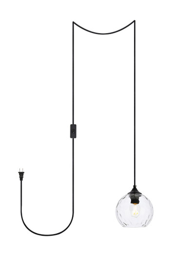 Cashel 1 Light Black and Clear Glass Plug-in Pendant (758|LDPG2280)