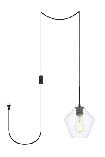 Gene 1 Light Black and Clear Glass Plug-in Pendant (758|LDPG2256BK)