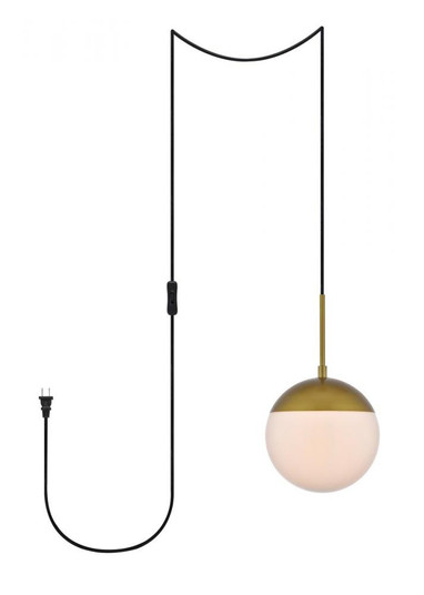 Eclipse 1 Light Brass plug in pendant With Frosted White Glass (758|LDPG6030BR)