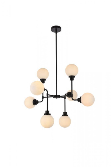 Hanson 8 lights pendant in black with frosted shade (758|LD7038D36BK)