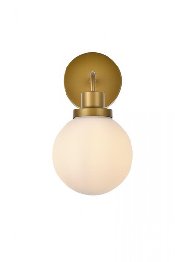 Hanson 1 light bath sconce in brass with frosted shade (758|LD7030W8BR)