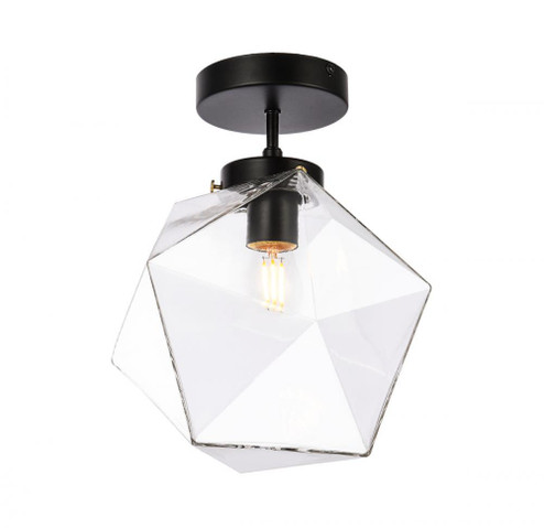 Lawrence 1 light black and clear glass flush mount (758|LD2346BK)