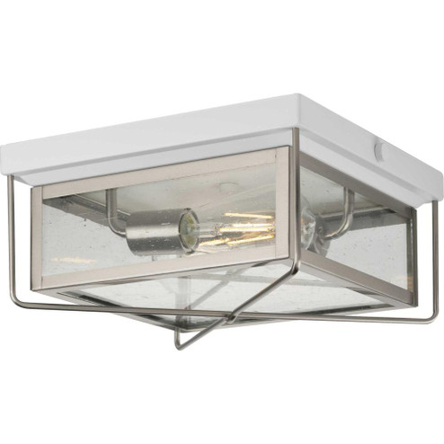 Barlowe Collection Two-Light Stainless Steel and Clear Seeded Glass Farmhouse Style Flush Mount Ceil (149|P550069-135)