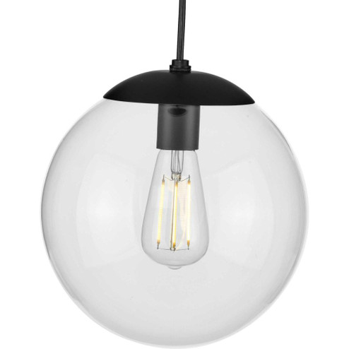 Atwell Collection 10-inch Matte Black and Clear Glass Globe Medium Hanging Pendant Light (149|P500310-031)