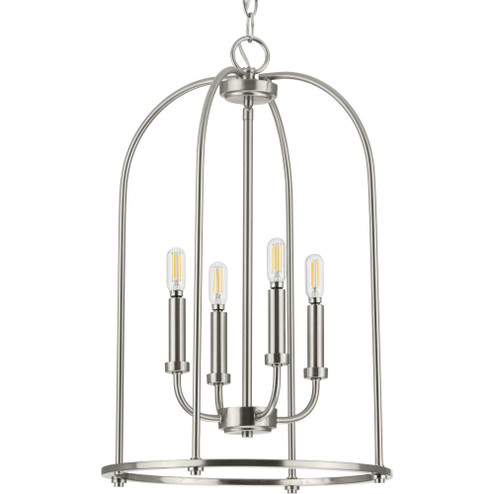 Leyden Collection Four-Light Brushed Nickel Farmhouse Style Foyer Pendant Light (149|P500302-009)