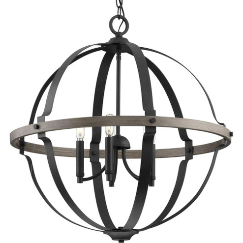 Lockhart Collection Five-Light Matte Black/Aged Oak Farmhouse Style Hanging Pendant Light (149|P500279-031)