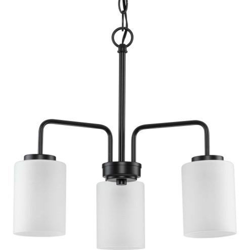 Merry Collection Three-Light Matte Black and Etched Glass Transitional Style Chandelier Light (149|P400274-031)