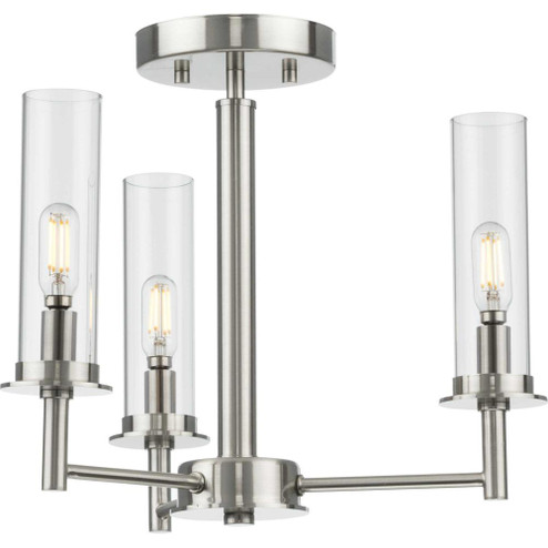 Kellwyn Collection Three-Light Brushed Nickel and Clear Glass Transitional Style Convertible Semi-Fl (149|P400250-009)