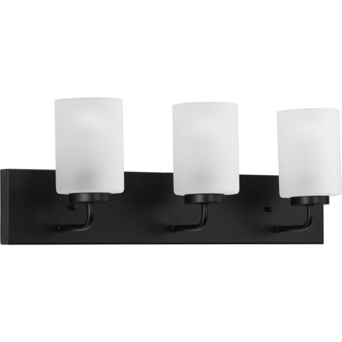 Merry Collection Three-Light Matte Black and Etched Glass Transitional Style Bath Vanity Wall Light (149|P300329-031)