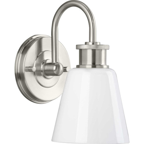 Ashford Collection One-Light Brushed Nickel and Opal Glass Farmhouse Style Bath Vanity Wall Light (149|P300314-009)