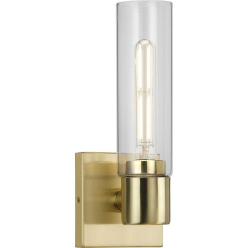 Clarion Collection One-Light Satin Brass and Clear Glass Modern Style Bath Vanity Wall Light (149|P300299-012)