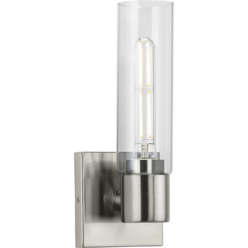 Clarion Collection One-Light Brushed Nickel and Clear Glass Modern Style Bath Vanity Wall Light (149|P300299-009)