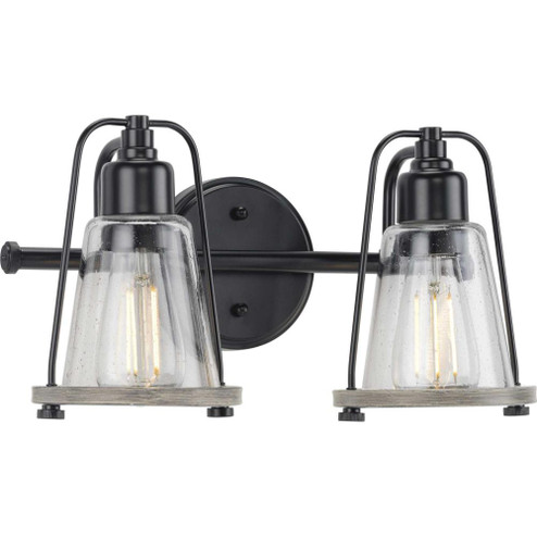 Conway Collection Two-Light Matte Black and Clear Seeded Farmhouse Style Bath Vanity Wall Light (149|P300296-031)