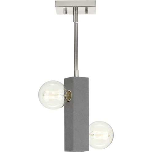 Mill Beam Collection Two-Light Brushed Nickel/Faux Concrete Industrial Style Convertible Mini-Pendan (149|P500328-009)