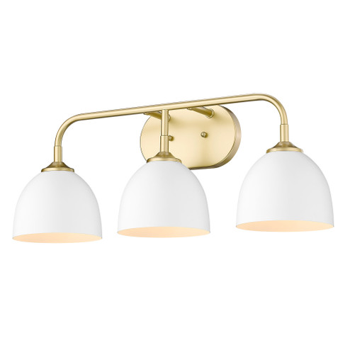 Yep by Golden Lighting Zoey 3-light Vanity in Olympic Gold and Matte White shade (36|6956-BA3 OG-WHT)