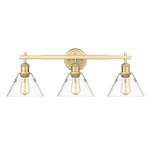 Yep by Golden Lighting Orwell 3-light Vanity in Brushed Champagne Brass and Clear Glass (36|3306-BA3 BCB-CLR)