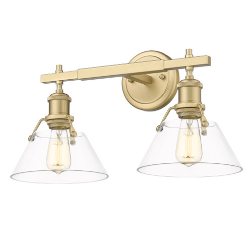 Yep by Golden Lighting Orwell 2-light Vanity in Brushed Champagne Brass and Clear Glass (36|3306-BA2 BCB-CLR)