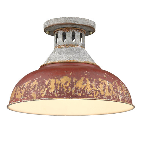 Golden Lighting Kinsley 1-light Semi-Flush Mount in Antique Red shade (36|0865-SF AGV-RED)