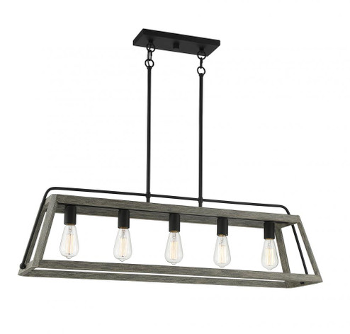 Hasting 5-Light Linear Chandelier in Noblewood with Iron (128|1-8892-5-101)