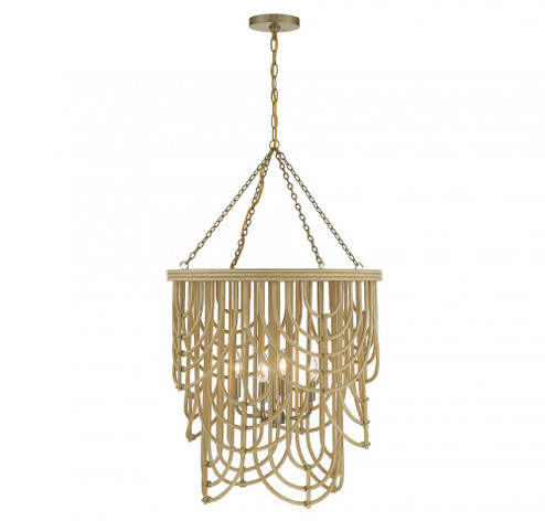 Bremen 4-Light Pendant in Burnished Brass with Natural Rattan (128|7-7910-4-177)