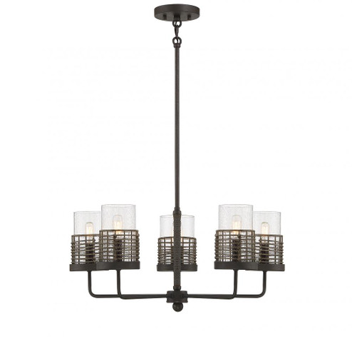 Granada 5-Light Chandelier in Gunsmoke with Gray Rattan (128|1-7778-5-181)