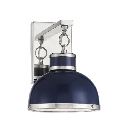Corning 1-Light Wall Sconce in Navy with Polished Nickel Accents (128|9-8884-1-174)