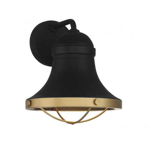 Belmont 1-Light Outdoor Dark Sky Wall Lantern in Textured Black with Warm Brass Accents (128|5-179-137)