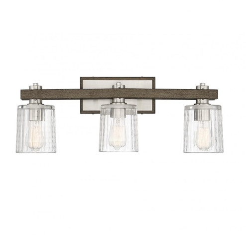 Halifax 3-Light Bathroom Vanity Light in Satin Nickel with Gray Wood (128|8-1255-3-165)