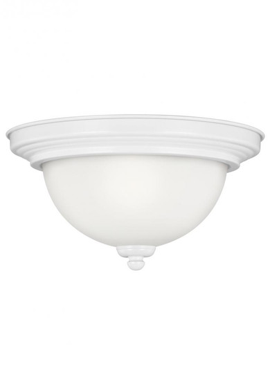 Geary transitional 2-light indoor dimmable ceiling flush mount fixture in white finish with satin et (38|77064-15)