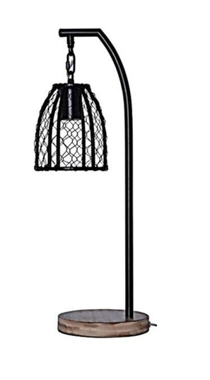 1 Light Metal Base Table Lamp in Faux Wood/ Black (20|86252)