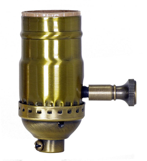 150W Full Range Turn Knob Dimmer Socket; 1/8 IPS; 3 Piece Stamped Solid Brass; Antique Brass Finish; (27|80/2418)