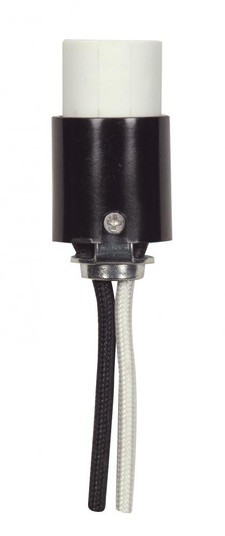 Candelabra Socket With Leads; 1-7/8'' Height; 3/4'' Diameter; 24'' #18 SF-1 B/W Leads 205C; (27|80/2385)