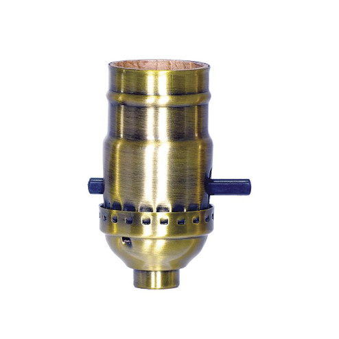 On-Off Push Thru Socket; 1/8 IPS; 3 Piece Stamped Solid Brass; Antique Brass Finish; 660W; 250V (27|80/2251)