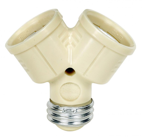Single to Twin Lampholder; Ivory Finish; 2-3/4'' Overall Height; 2'' Extension; 660W Max; 250V (27|90/2465)