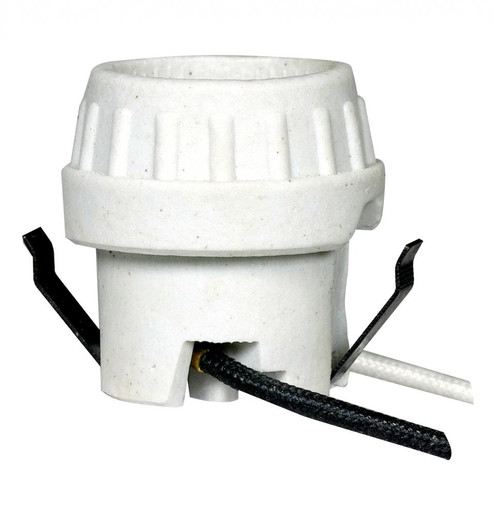 Keyless Porcelain Socket With Double Snap-In Clip; High Temperature Leads; Unglazed; 660W; 250V (27|80/1691)