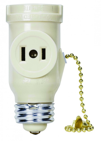 Medium Base Pull Chain Current Tap; Ivory Finish; 250W; 125V (27|90/2451)