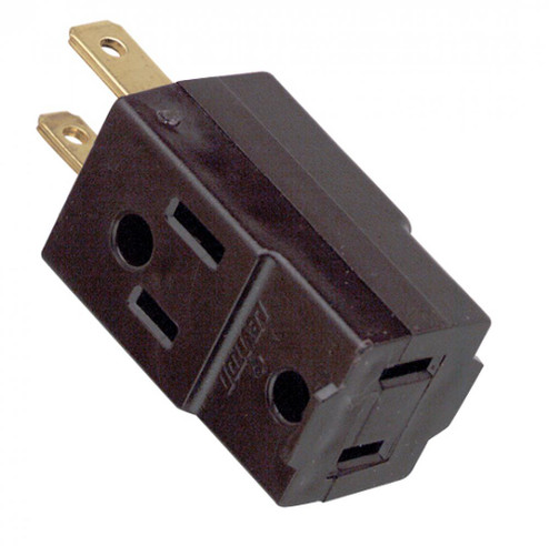 Triple Cube Tap; Brown Finish; Polarized; 15A; 125V (27|90/1119)