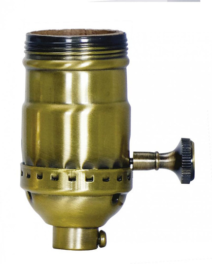 3-Way (2 Circuit) Turn Knob Socket With Removable Knob; 3 Piece Stamped Solid Brass; Antique Brass (27|80/2356)