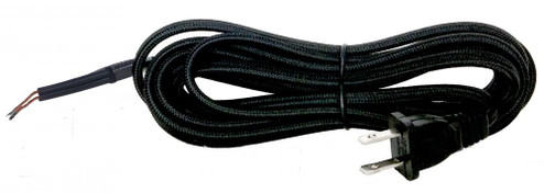 10 Foot Rayon Cord Set; Black Finish; 18/2 SPT-2 105C With Molded Polarized Plug; 150 Carton; Tinned (27|80/2290)