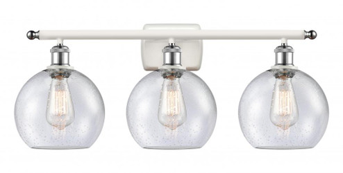 Athens - 3 Light - 28 inch - White Polished Chrome - Bath Vanity Light (3442|516-3W-WPC-G124-8-LED)