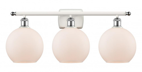 Athens - 3 Light - 28 inch - White Polished Chrome - Bath Vanity Light (3442|516-3W-WPC-G121-8-LED)