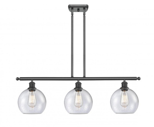 Athens - 3 Light - 36 inch - Matte Black - Stem hung - Island Light (3442|516-3I-BK-G124-8-LED)